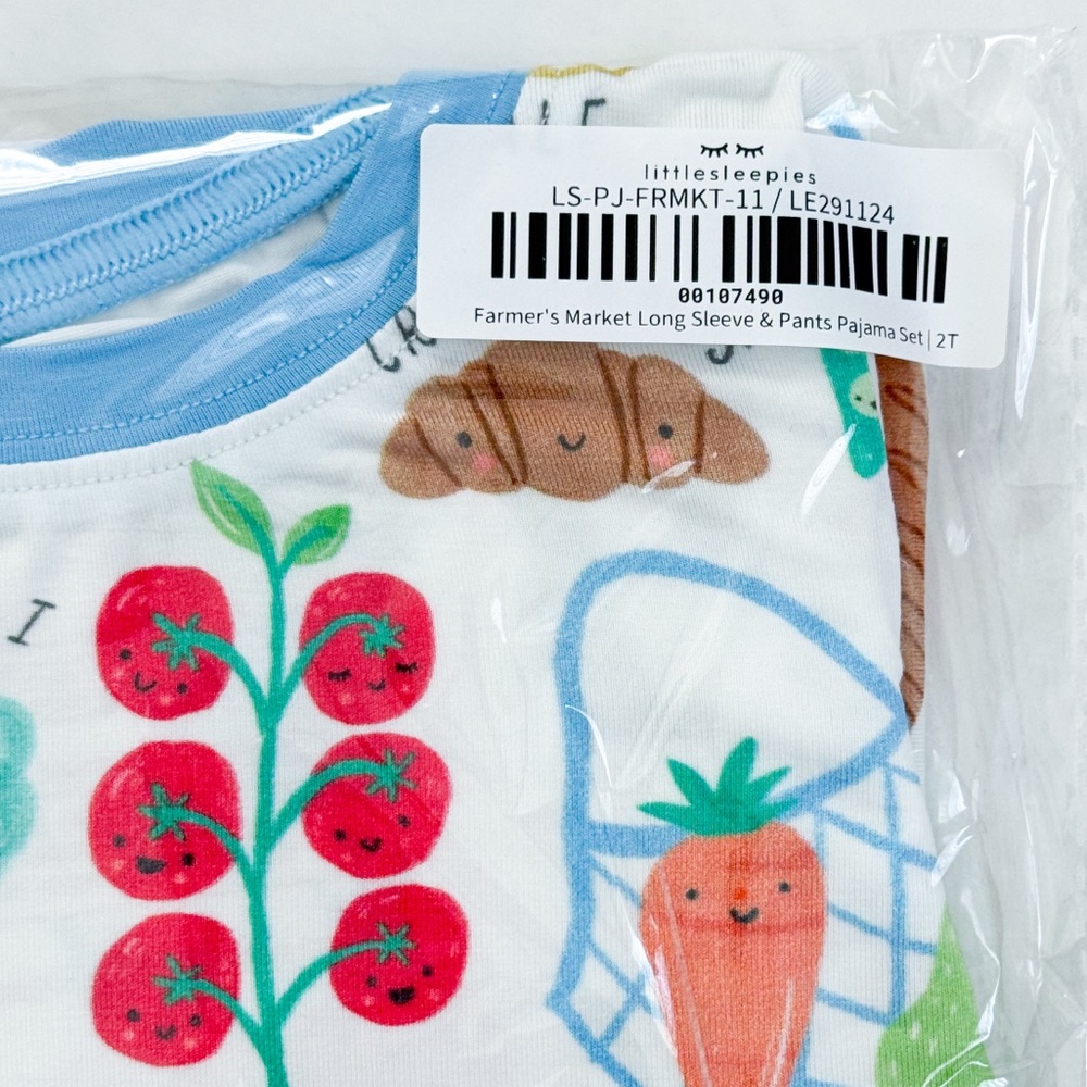 Little Sleepies Farmer’s Market Long Sleeve Two Piece Pajama Set 2T NWT NIB - Picture 2 of 5